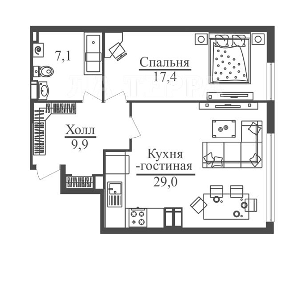 Квартира по адресу: Москва, Херсонская ул, 43к5, общая площадь 62.5 (№73961)