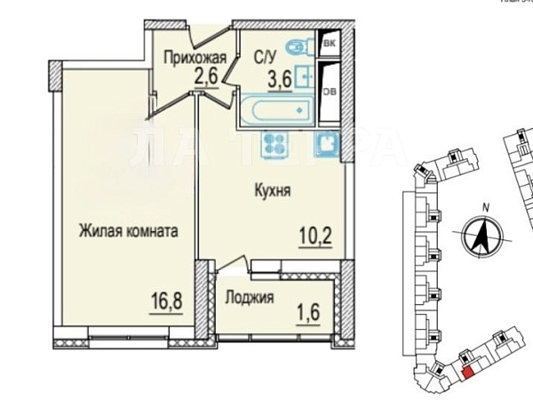 Квартира по адресу: Москва, Андрея Тарковского б-р, 10, общая площадь 35.1 (№74456)