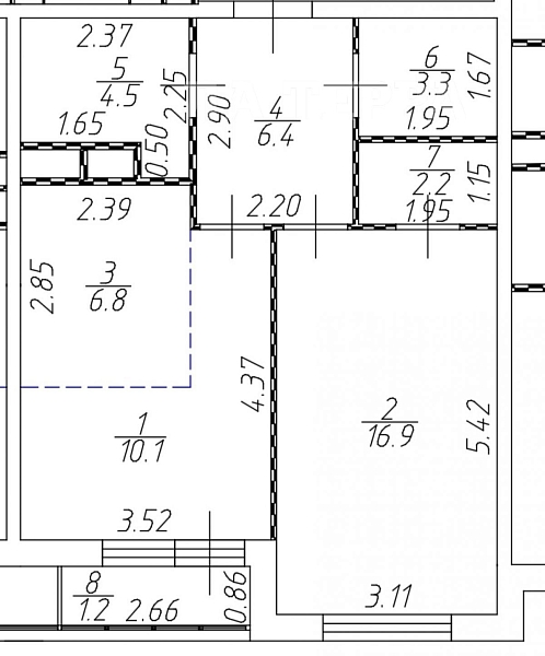 Квартира по адресу: Опалиха, Новая Московская , 49к4, общая площадь 51.4 (№74398)