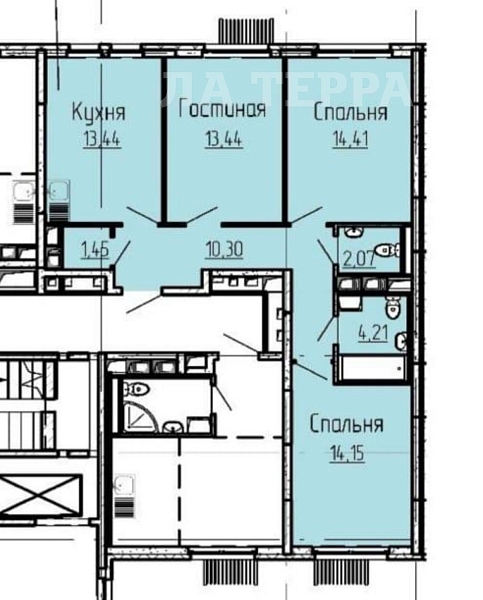 Квартира по адресу: Мытищи, 1-й Стрелковый пер, 1, общая площадь 71.7 (№74269)