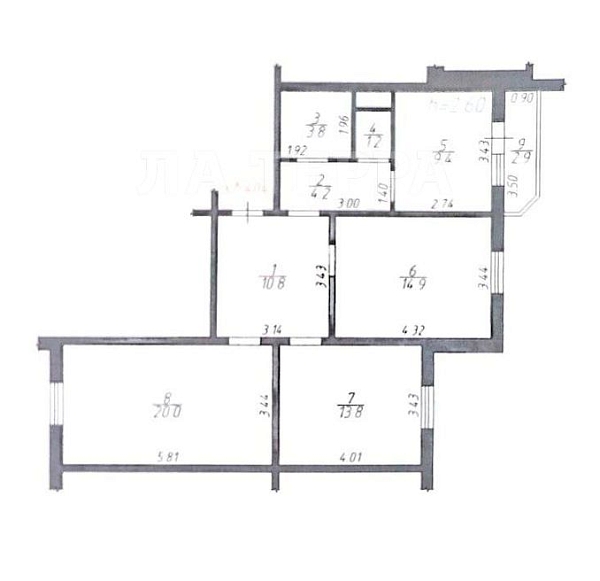 Квартира по адресу: Балашиха, Колдунова, 10, общая площадь 78.1 (№74027)