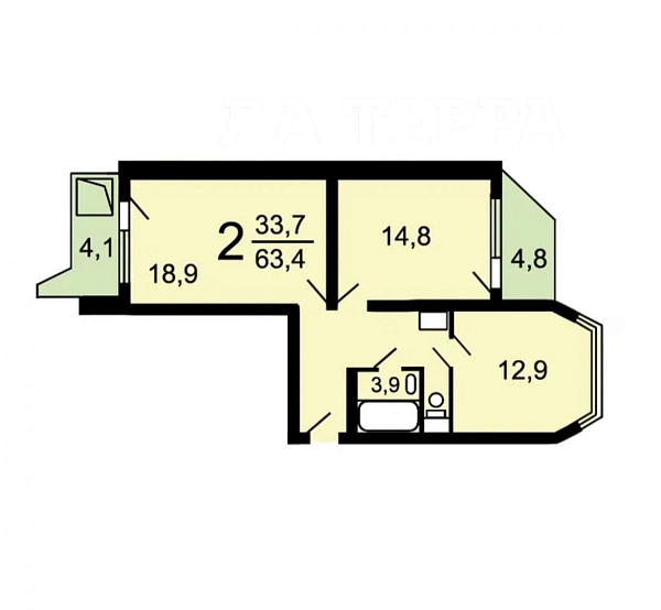 Квартира по адресу: Балашиха, Поликахина, 3, общая площадь 64 (№74093)